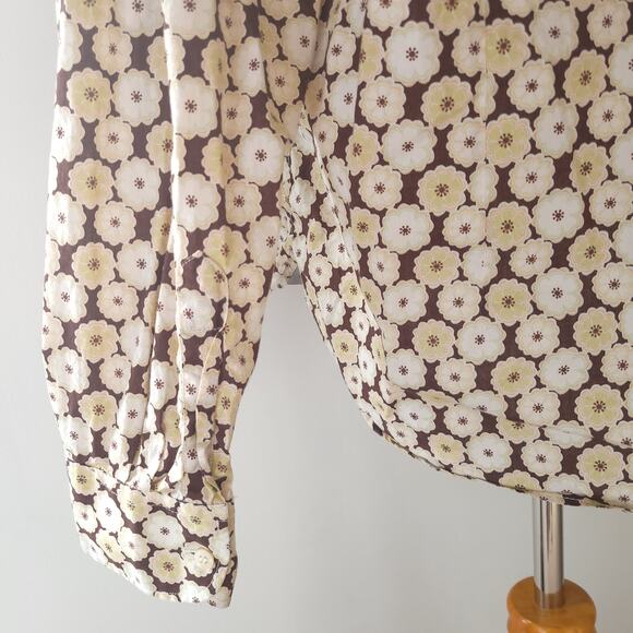 Ted Baker Button Front Shirt Floral Print Classic Fit Brown 100% Cotton XL - Picture 6 of 12